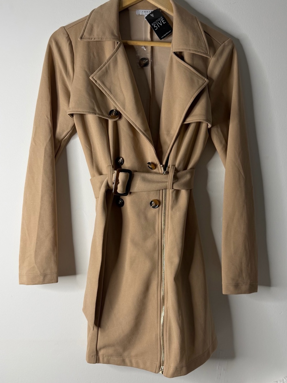 FAVLUX Beige Trench Coat with Belt